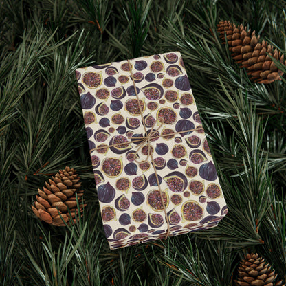 Figs Wrapping Paper Summer or Autumn Fruit Gift Wrap for Foodie Birthdays, Rustic Packaging, Farmers Market & Mediterranean Gifts