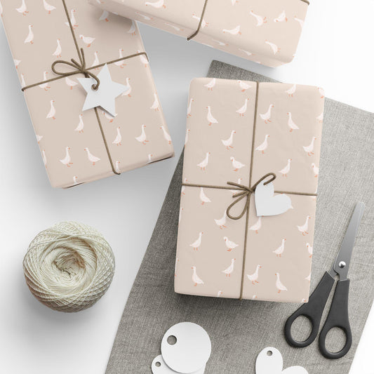 Goose Wrapping Paper  Whimsical Farm Animal Gift Wrap for Cottagecore Decor, Farmhouse Baby Showers, Funny Birthdays & Nature-Lover Gifts