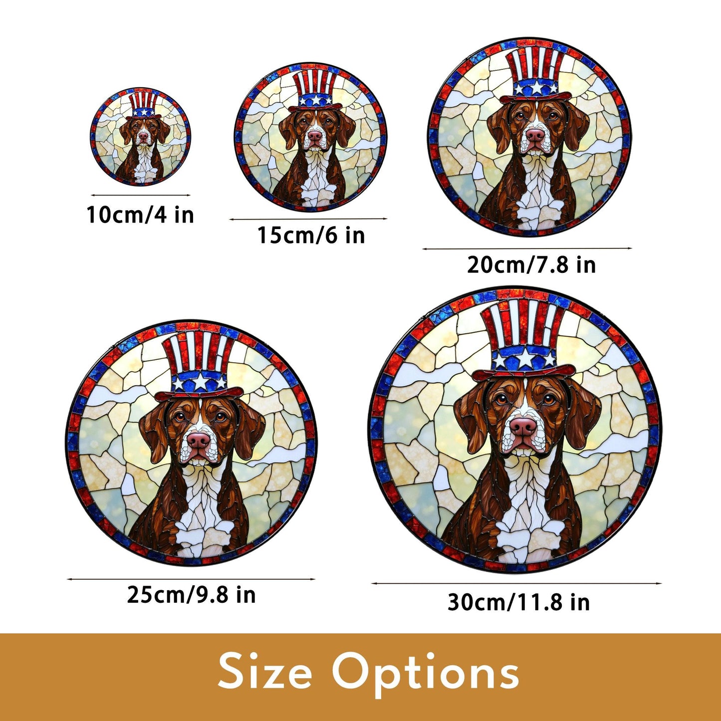 Fourth of July Uncle Sam dog art stained glass suncatcher window decor gift for patriotic dog lover