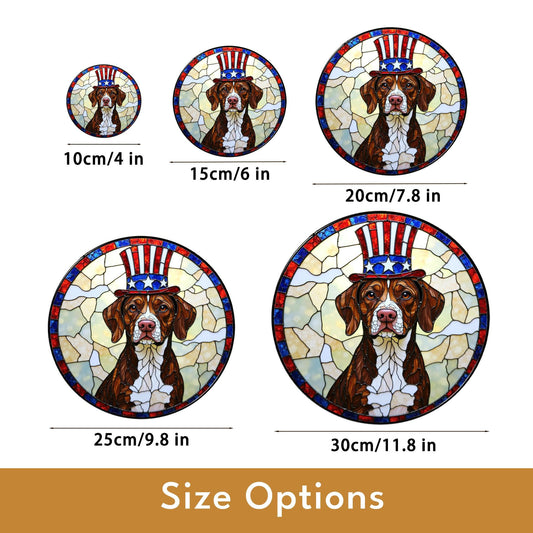 Fourth of July Uncle Sam dog art stained glass suncatcher window decor gift for patriotic dog lover