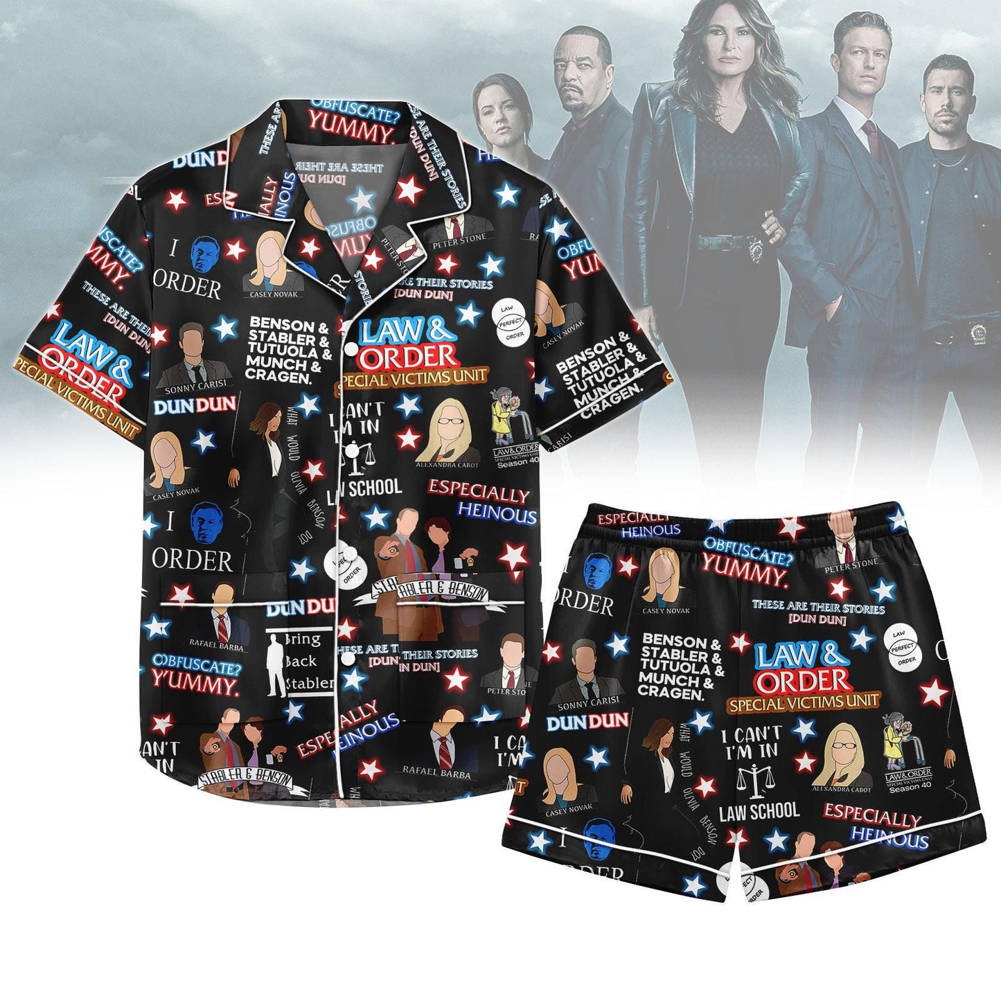 Law And Order Satin Pajamas Set, Law Movie Pajamas Christmas, Law And Order Short Pajamas, Pajama Family, Women Pajamas, Law Movie Gift