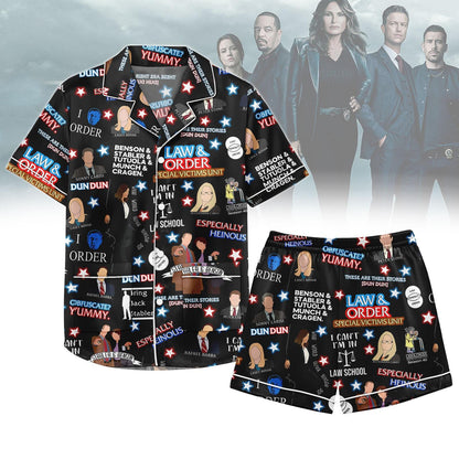 Law And Order Satin Pajamas Set, Law Movie Pajamas Christmas, Law And Order Short Pajamas, Pajama Family, Women Pajamas, Law Movie Gift