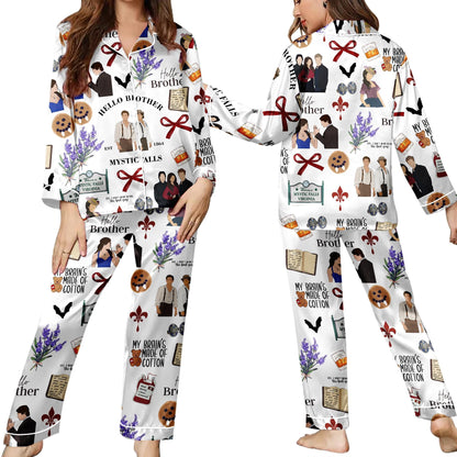 Vampire Diaries Satin Pajamas Shorts, Hello Brother Sleepwear, Movie Pajamas Set, Satin Movie Pajamas, Gift For Her