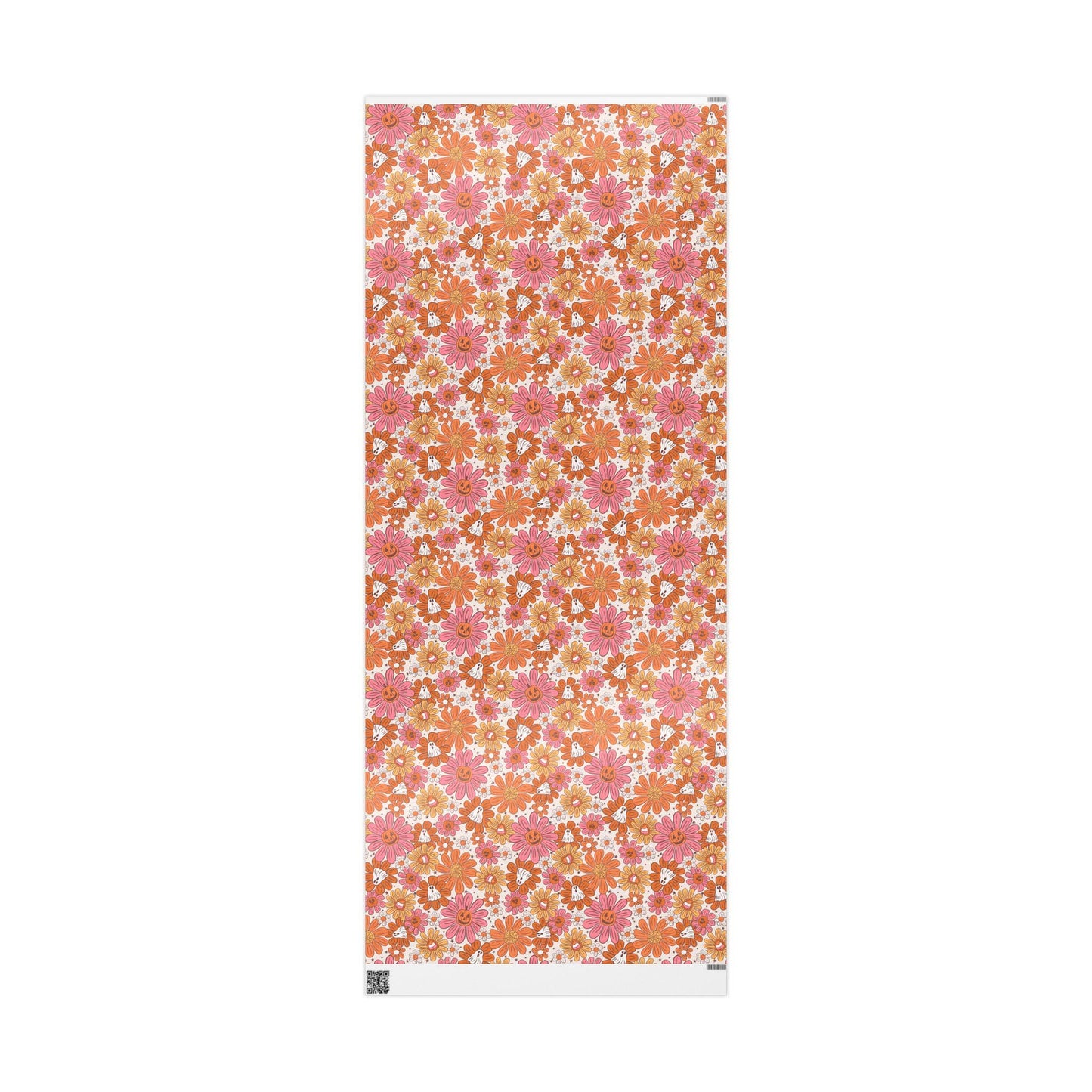 Groovy Halloween Wrapping Paper Roll, Retro 70s Halloween Gift Wrap, Colorful Funky Ghosts and Pumpkins for Spooky Fall Parties