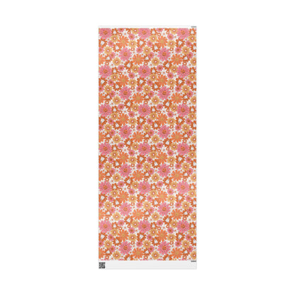 Groovy Halloween Wrapping Paper Roll, Retro 70s Halloween Gift Wrap, Colorful Funky Ghosts and Pumpkins for Spooky Fall Parties