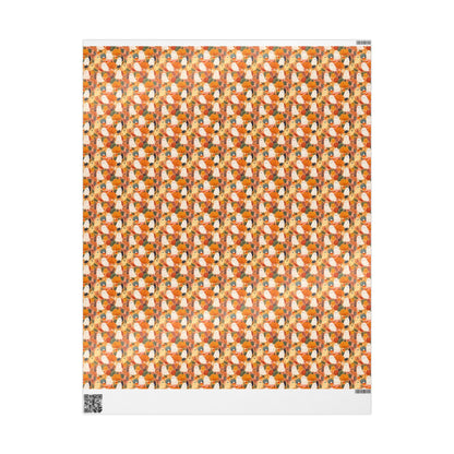 Cute Halloween Wrapping Paper Roll, Watercolor Ghosts and Pumpkins Design, Pastel Fall Gift Wrap for Kids Gifts