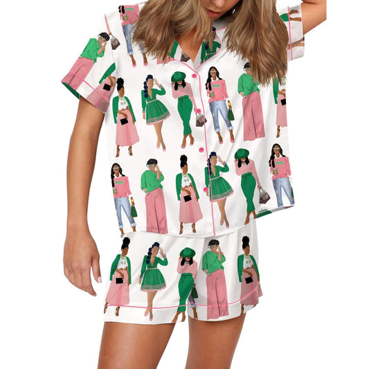 Sisterhood-Inspired Satin Pajama Set For Women HVNHWA98  Pajamas Set