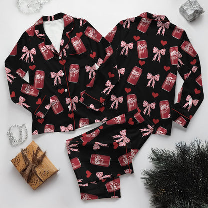 Dr Pepper Satin Pajamas Set, Dr Pepper Soda Lover Pajamas, Lover Drinks Loungewear, Coquette Diet Pepper Sleepwear, Gift for Dr Pepper Lover