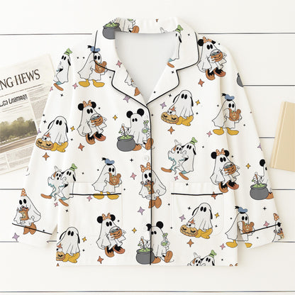 Halloween WDW Ghost Pajamas Set, Halloween Ghost Mouse Sleepwear, Cute Cartoon Homewear, Cozy Fall Nightwear, Trick Or Treat Pajamas