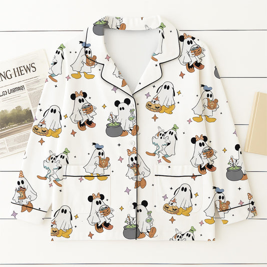 Halloween WDW Ghost Pajamas Set, Halloween Ghost Mouse Sleepwear, Cute Cartoon Homewear, Cozy Fall Nightwear, Trick Or Treat Pajamas
