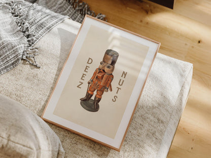 Nutcracker Print Retro Christmas Art Deez Nuts Poster Holiday Themed Kitchen Wall Art Festive Gift for Home Decor Christmas Kitchen Decor
