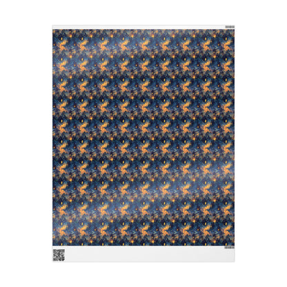Halloween Wrapping Paper Roll with Haunted Mansion Design, Spooky Ghosts and Moonlit Night for Trick or Treat Gifts