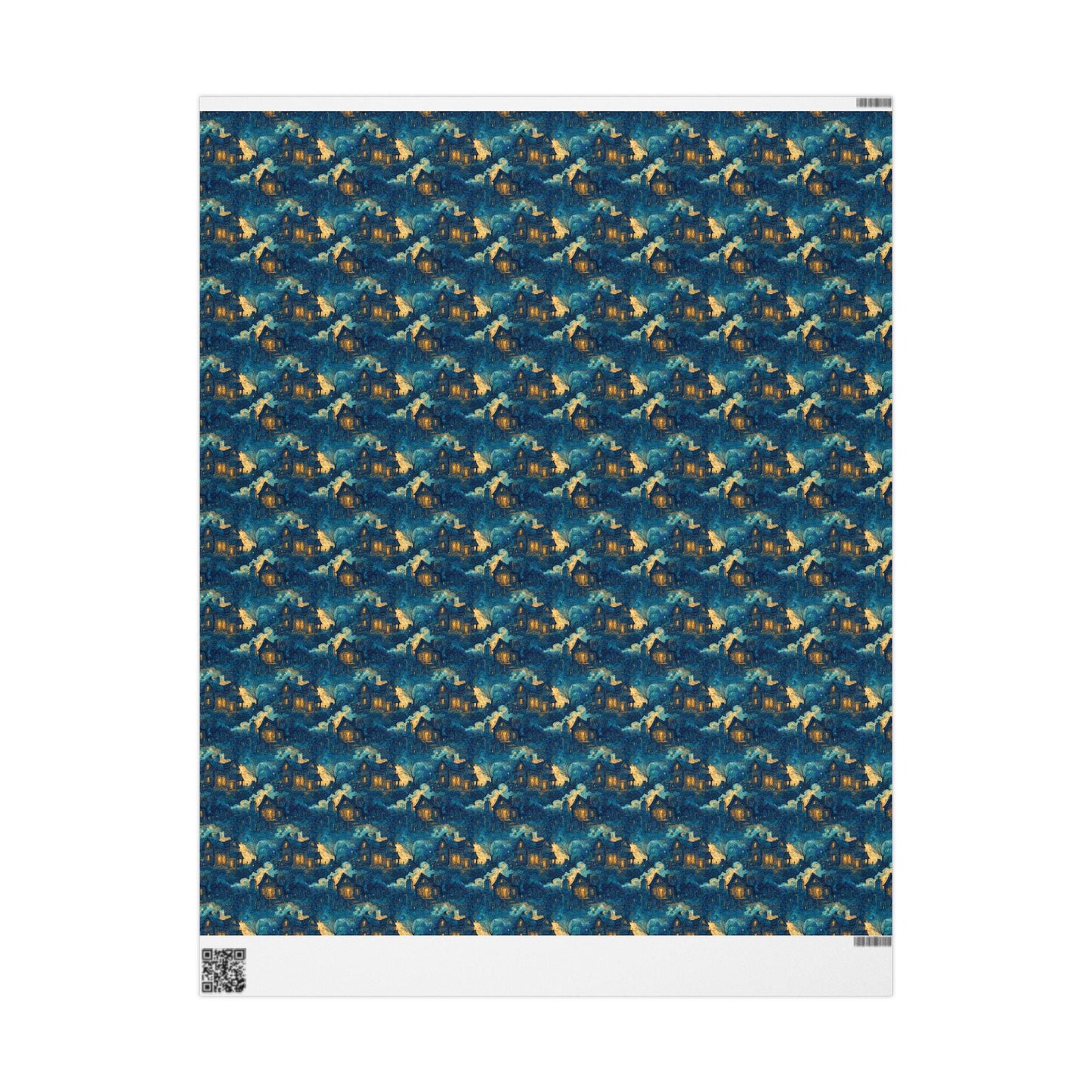 Haunted Mansion Wrapping Paper Roll, Spooky Halloween Gift Wrap with Bats, Ghosts, and Gloomy House Scene