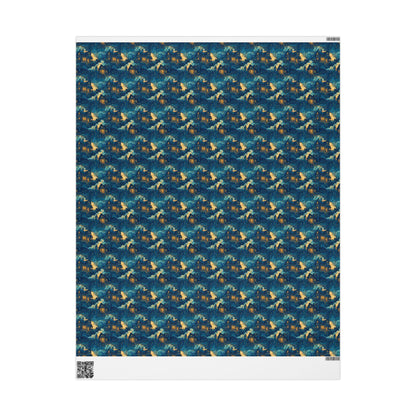 Haunted Mansion Wrapping Paper Roll, Spooky Halloween Gift Wrap with Bats, Ghosts, and Gloomy House Scene