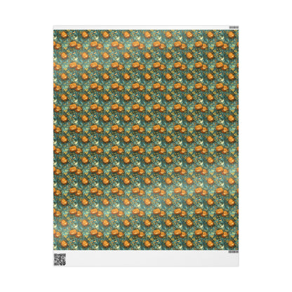 Spooky Jack o Lantern Halloween Wrapping Paper Roll, Creepy Pumpkin Face Gift Wrap for Trick or Treat and Haunted Fall Parties