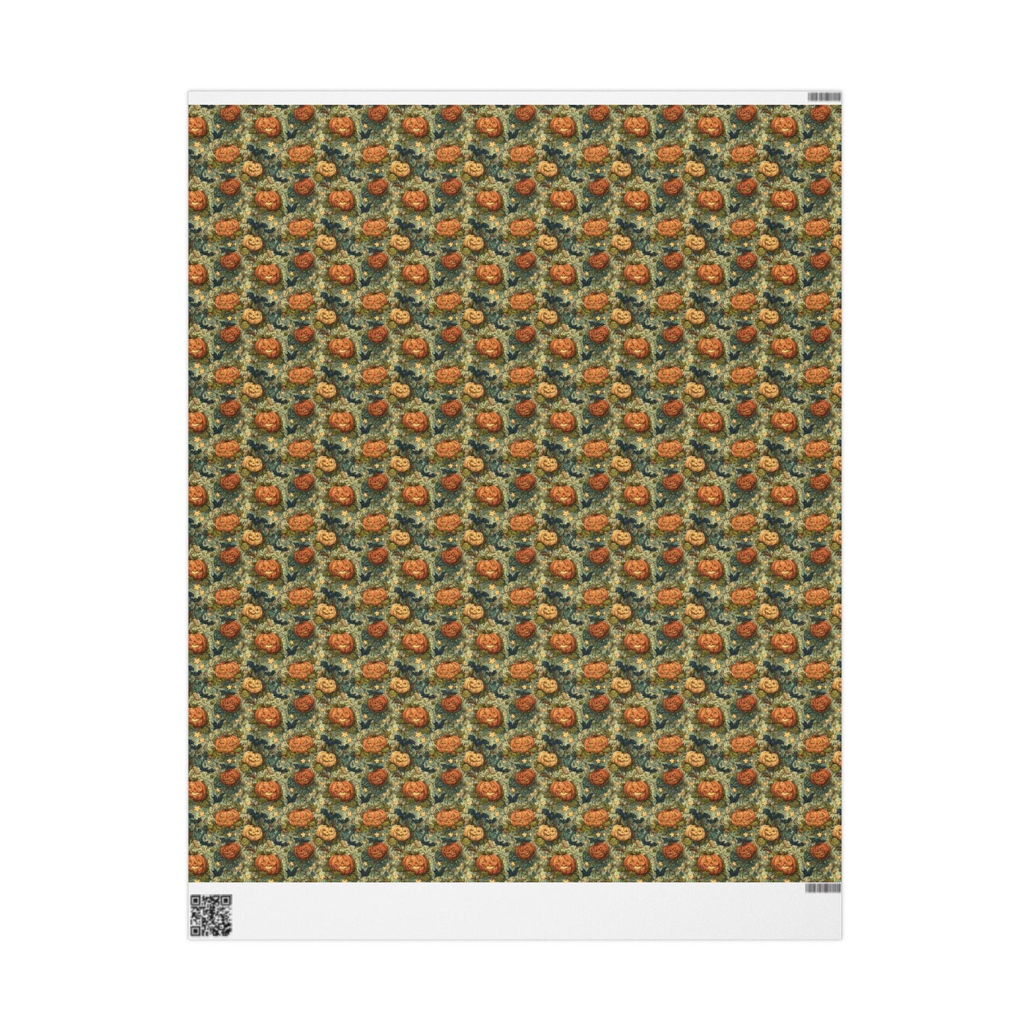 Halloween Gift Wrap Roll with Jack-o-Lantern Faces, Creepy Pumpkin Spooky Wrapping Paper for October Gifting