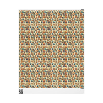 Spooky Monster Mash Halloween Wrapping Paper Roll, Creepy Monsters Gift Wrap with Haunted Creatures for Trick or Treat Packaging