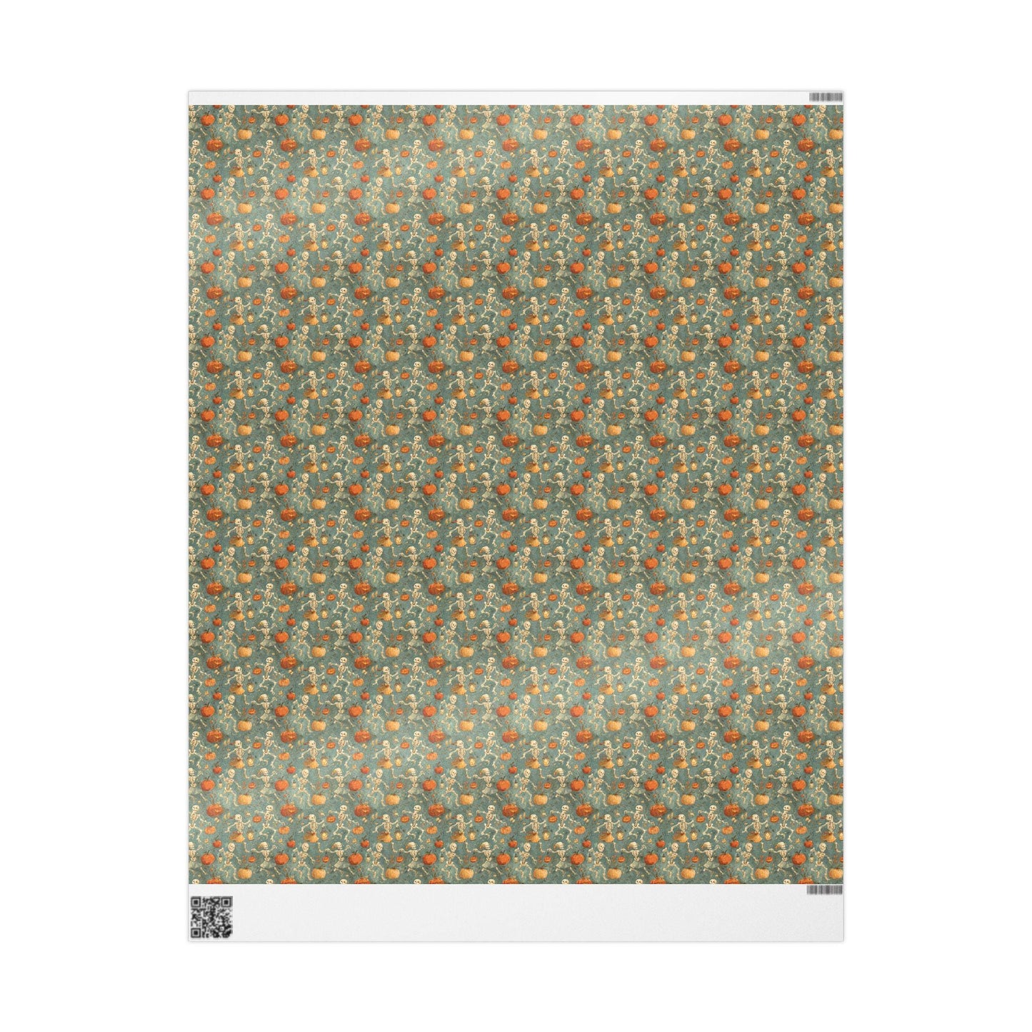 Dancing Skeletons Halloween Wrapping Paper Roll, Jack-o-Lantern Gift Wrap for Spooky Party Favors and Trick or Treat Gifts