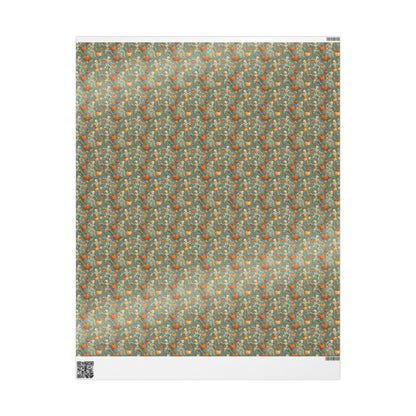 Dancing Skeletons Halloween Wrapping Paper Roll, Jack-o-Lantern Gift Wrap for Spooky Party Favors and Trick or Treat Gifts