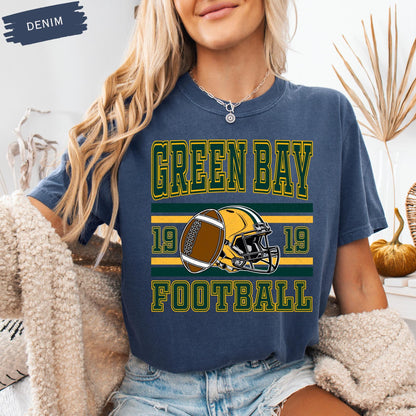 Comfort Colors Green Bay Football T-Shirt, Unisex Football Shirt, Green Bay Football Tee, Game Day T-Shirt, Green Bay Sports Gear Shirt