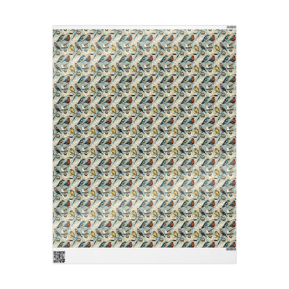 Wildlife Bird Watching Wrapping Paper Roll, Gift Wrap for Birders with Songbirds and Nature Motifs #11