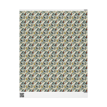 Wildlife Bird Watching Wrapping Paper Roll, Gift Wrap for Birders with Songbirds and Nature Motifs #11