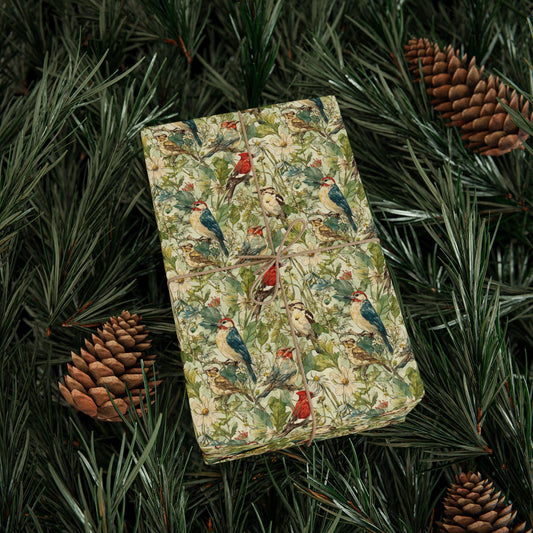Bird Watching Wrapping Paper for Nature Lovers and Birders, Gift Wrap with Birds and Binoculars, Wildlife Inspired Gift Packaging #49