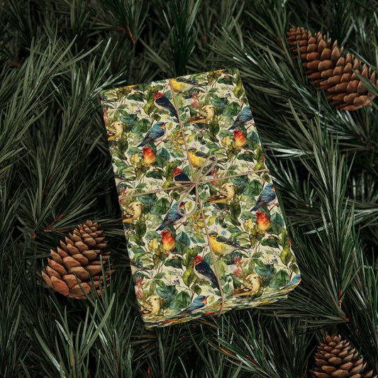 Bird Watching Wrapping Paper for Nature Lovers and Birders, Gift Wrap with Birds and Binoculars, Wildlife Inspired Gift Packaging #44