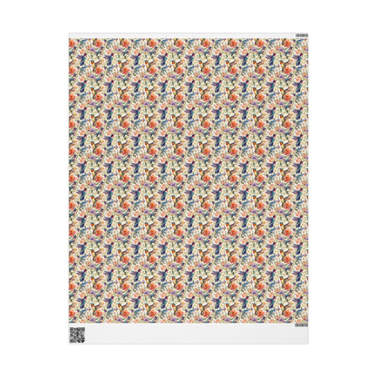 Forest Bird Wrapping Paper Roll, Bird Watching Gift Wrap with Leaf and Branch Patterns for Nature Gifts #32