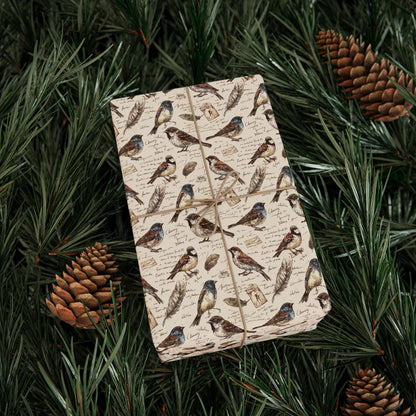 Wrapping Paper for Birdwatchers and Nature Fans, Bird Watching Gift Wrap Sheet with Songbird Design, Outdoor Wildlife Packaging #8