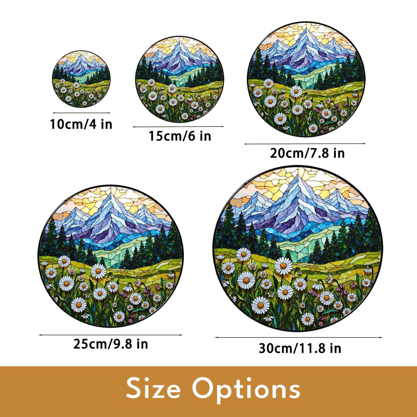 Wildflower Mountain Landscape Suncatcher Window Hanging Nature Art Gift for Mom