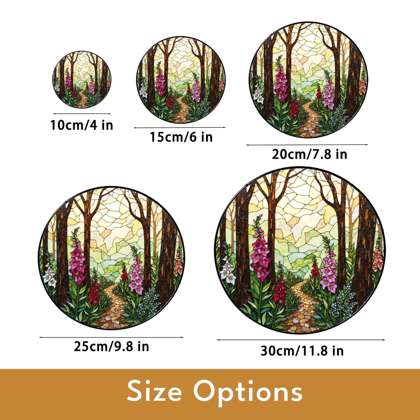 Forest path flower glass suncatcher stained glass woodland window hanging gift for nature lover mom