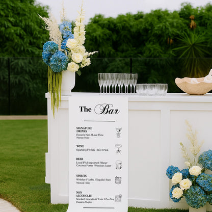 Fabric Bar Sign, Fabric Bar Menu, Wedding Bar Menu, Customizable Fabric Cocktail Menu, Custom Bar Sign, Minimalist Wedding Bar Sign