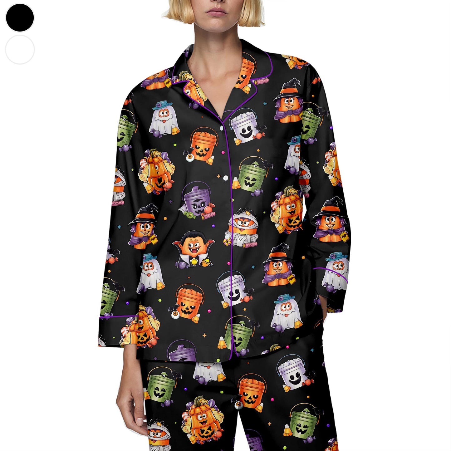 Halloween Pajama Set for Women,Witchy Pumpkin Pajamas,Halloween Sleepwear,Casual Comfy Short Sleeve Top&Shorts Set,Halloween Gift For Family