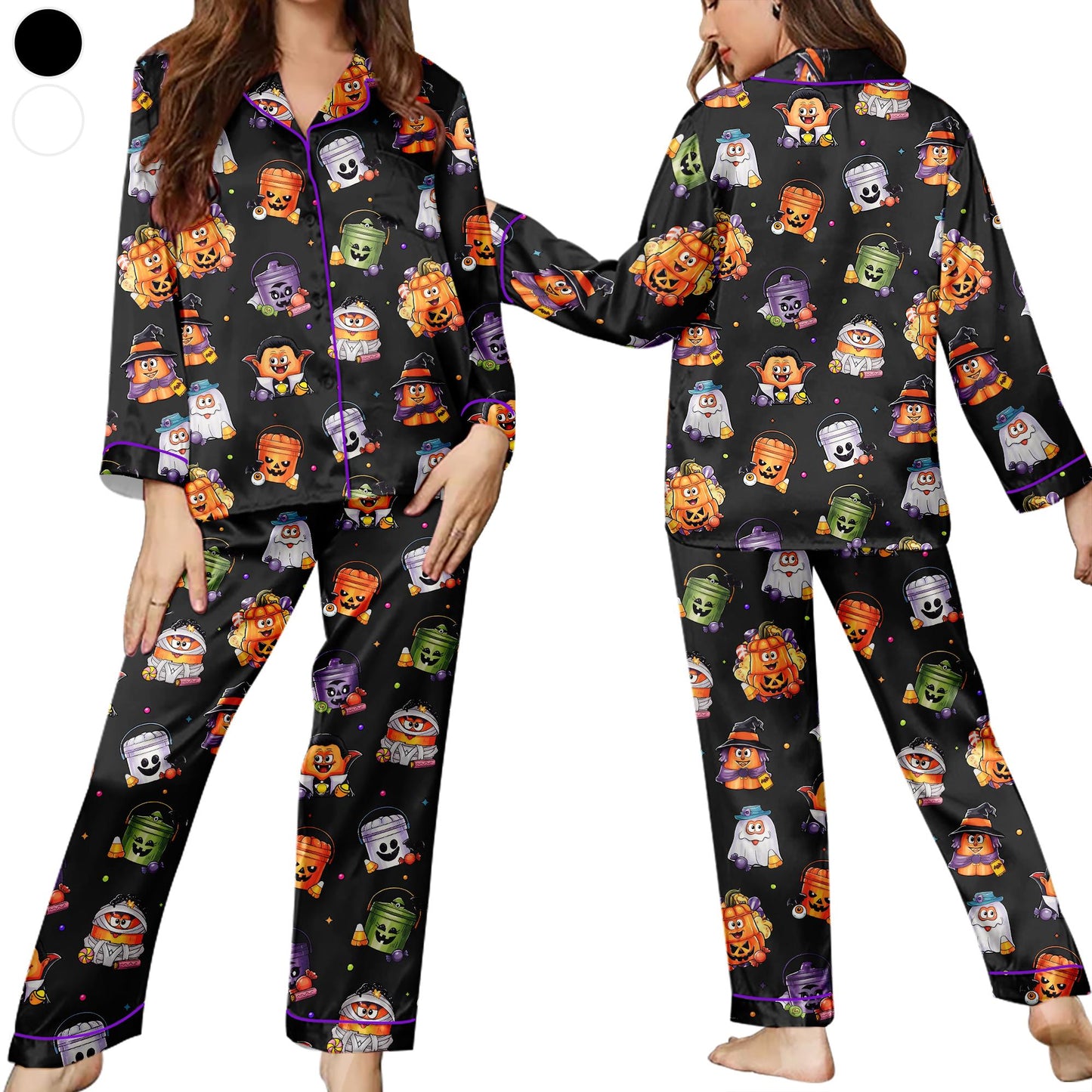 Halloween Pajama Set for Women,Witchy Pumpkin Pajamas,Halloween Sleepwear,Casual Comfy Short Sleeve Top&Shorts Set,Halloween Gift For Family
