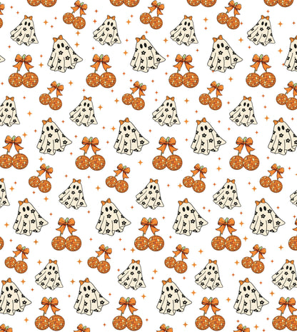 Halloween Ghost And Bow Pajamas Set, Halloween Cute Ghost Sleepwear, Cozy Loungewear, Spooky Season Gift, Fall Season Nightwear