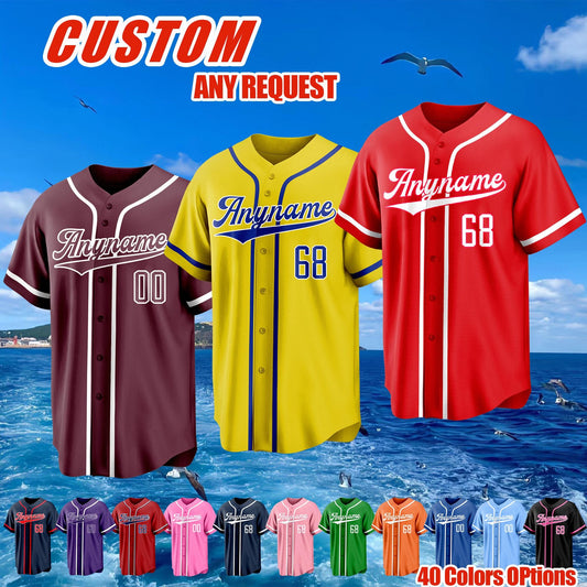 Custom Baseball Jersey, Personalized Print or Stitch Name Number, Baseball Lover Gift, Matching Baseball Jersey Uniform for Men Women Youth
