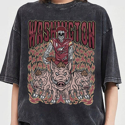 Washington Football Skull Vintage Shirt, Gift For Fan Football Game Day Unisex Shirt