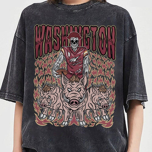 Washington Football Skull Vintage Shirt, Gift For Fan Football Game Day Unisex Shirt