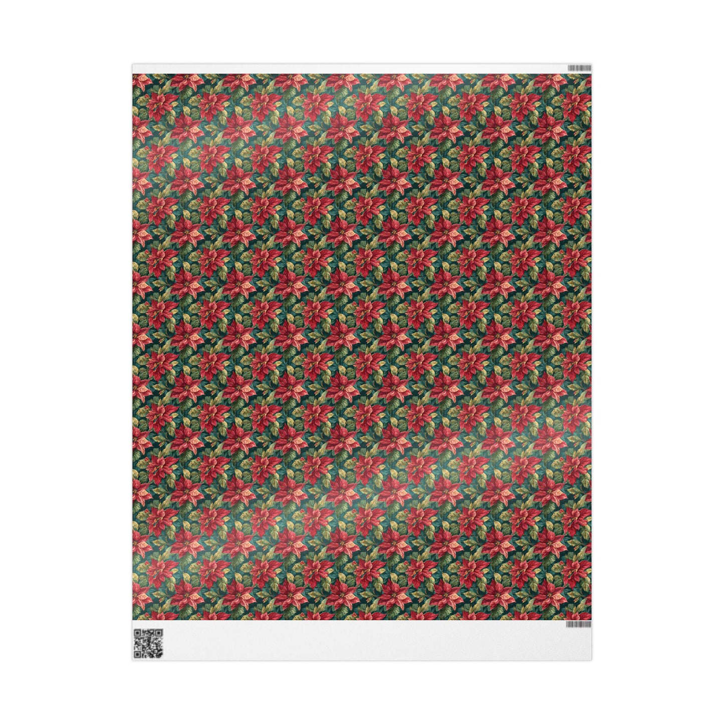 Poinsettia Christmas Wrapping Paper Roll, Watercolor Floral Gift Wrap for Elegant Winter Holiday Packaging #1