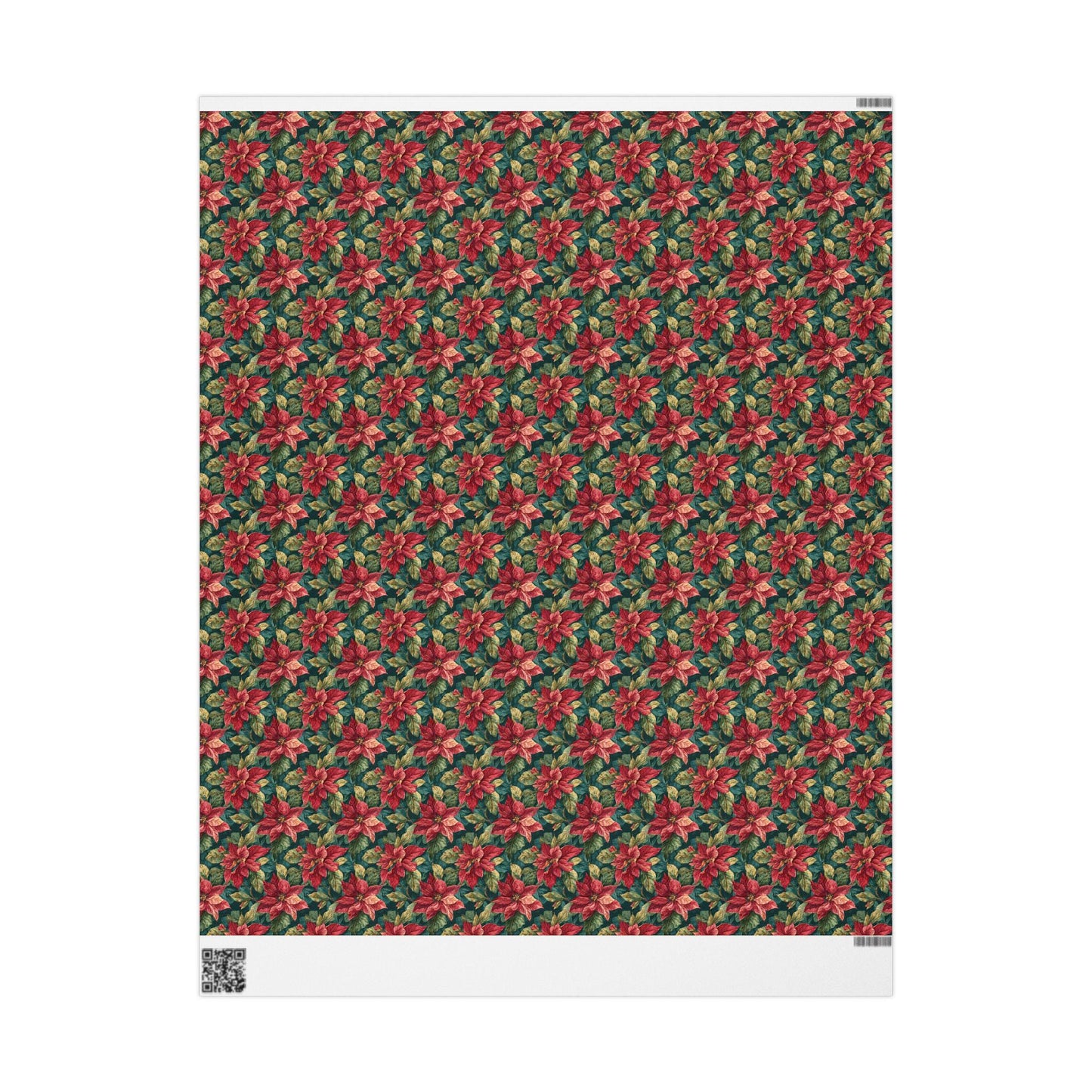 Poinsettia Christmas Wrapping Paper Roll, Watercolor Floral Gift Wrap for Elegant Winter Holiday Packaging #1