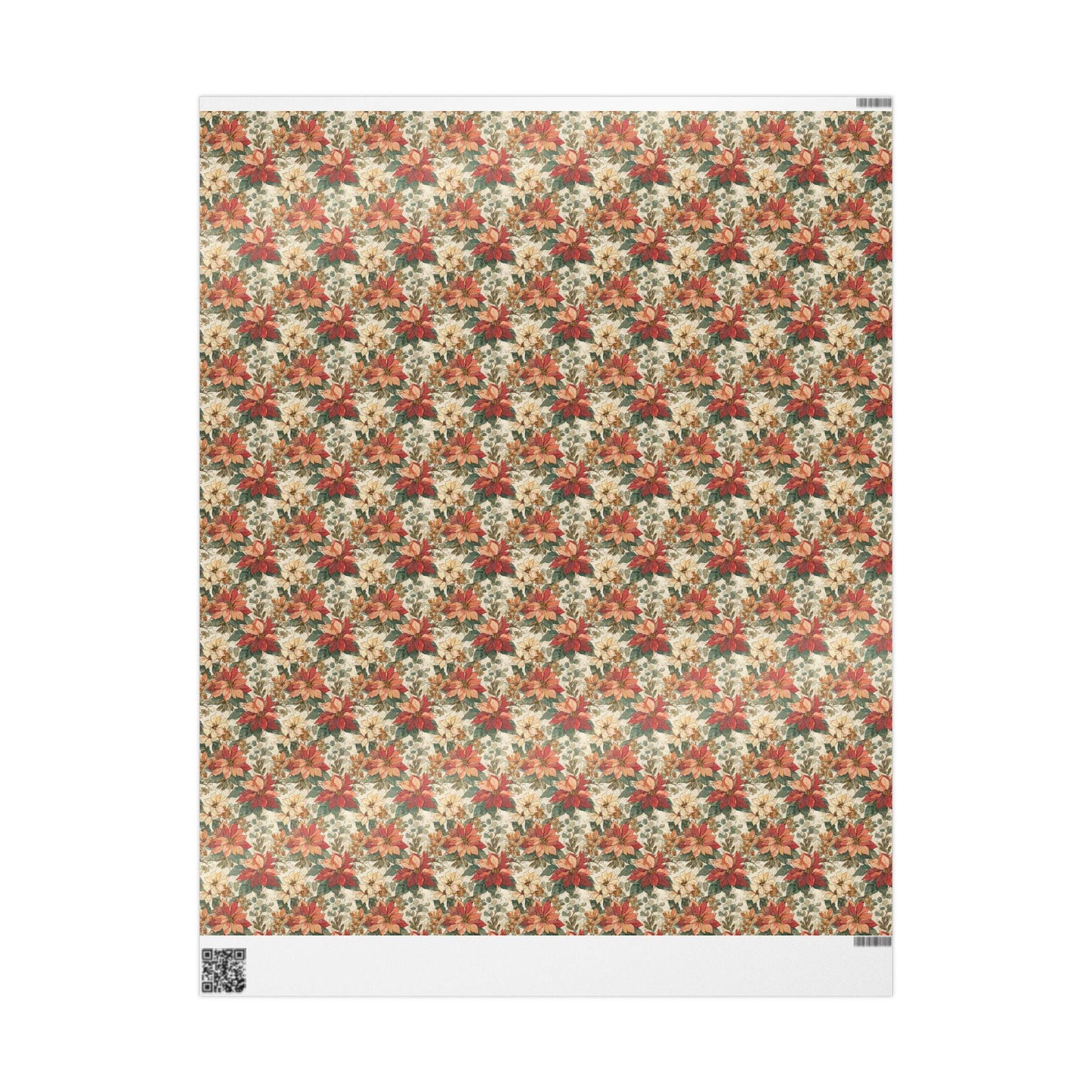Floral Christmas Wrapping Paper Roll, Watercolor Poinsettia Design for Winter Holiday Gift Wrapping #4