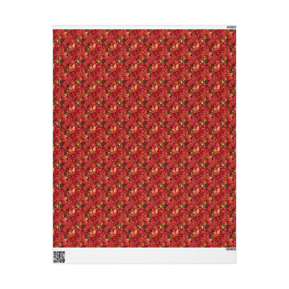 Elegant Poinsettia Wrapping Paper Roll, Christmas Gift Wrap with Watercolor Flowers and Festive Details #5