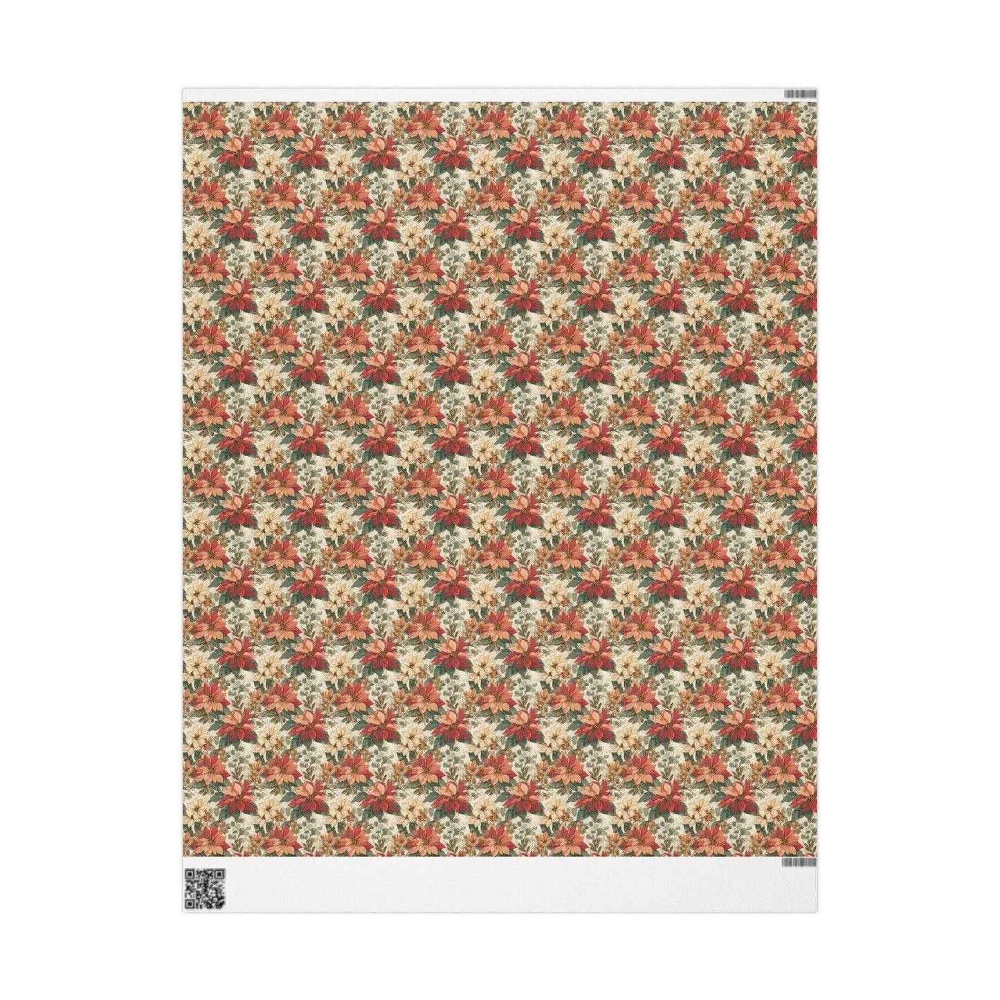Floral Christmas Wrapping Paper Roll, Watercolor Poinsettia Design for Winter Holiday Gift Wrapping #4