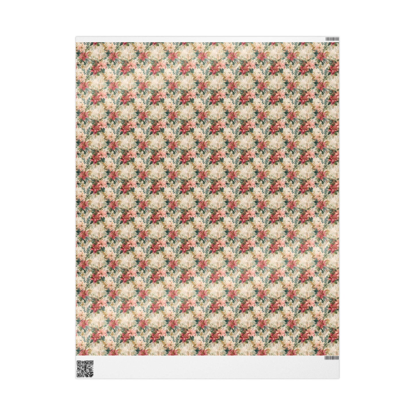 Poinsettia Christmas Gift Wrap Roll, Elegant Watercolor Floral Design for Holiday Wrapping #14