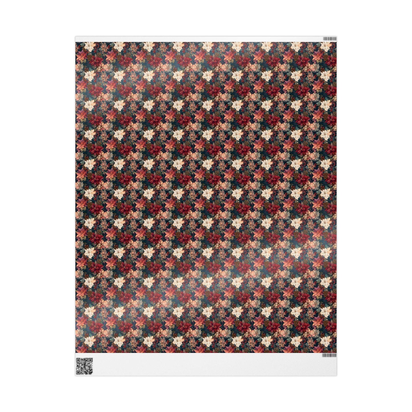 Holiday Wrapping Paper Roll, Watercolor Poinsettia Floral Design for Christmas and Seasonal Gift Wrap #10