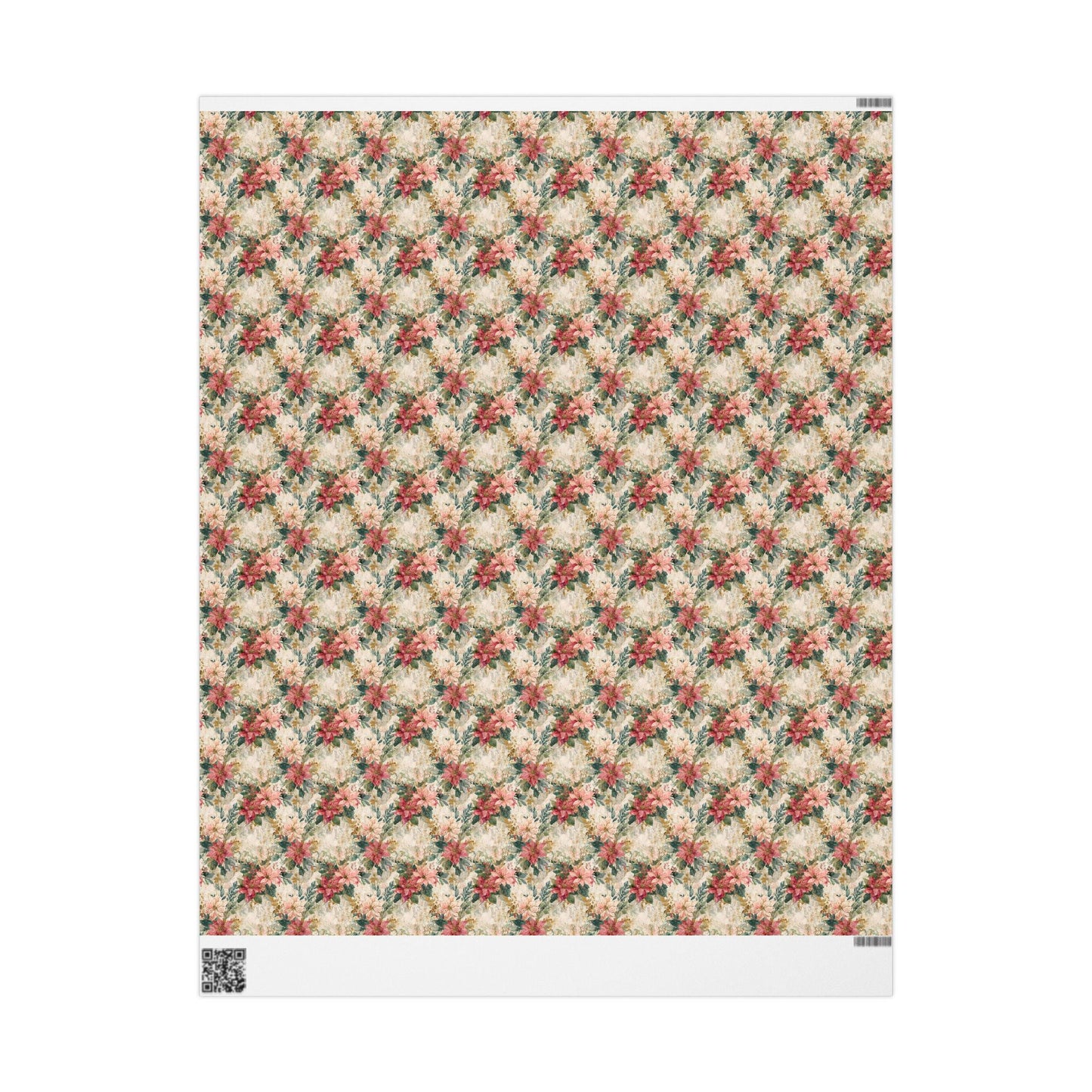 Poinsettia Christmas Gift Wrap Roll, Elegant Watercolor Floral Design for Holiday Wrapping #14