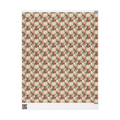 Poinsettia Christmas Gift Wrap Roll, Elegant Watercolor Floral Design for Holiday Wrapping #14