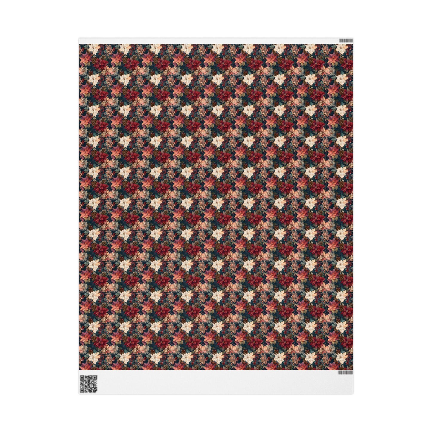 Holiday Wrapping Paper Roll, Watercolor Poinsettia Floral Design for Christmas and Seasonal Gift Wrap #10