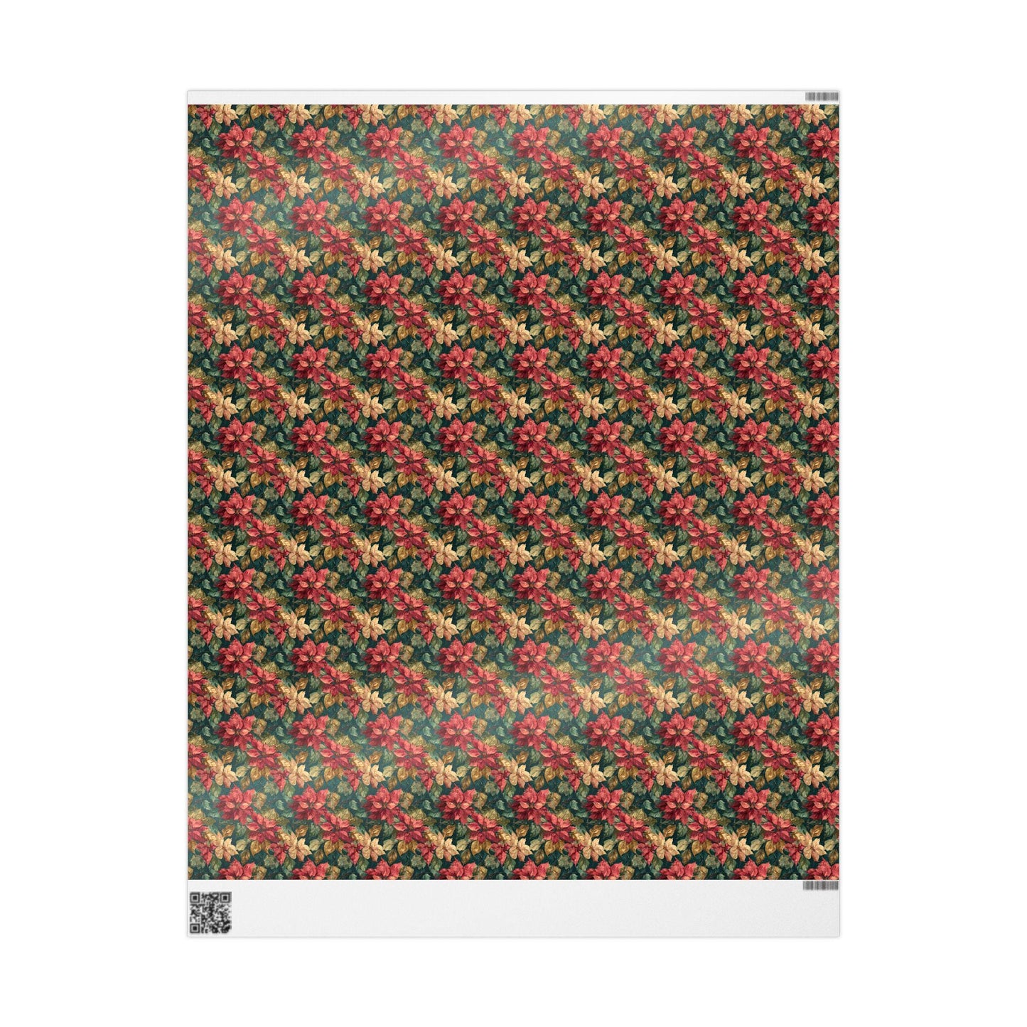 Watercolor Poinsettia Christmas Wrapping Paper Roll, Elegant Red Floral Gift Wrap for Holiday Packaging #3